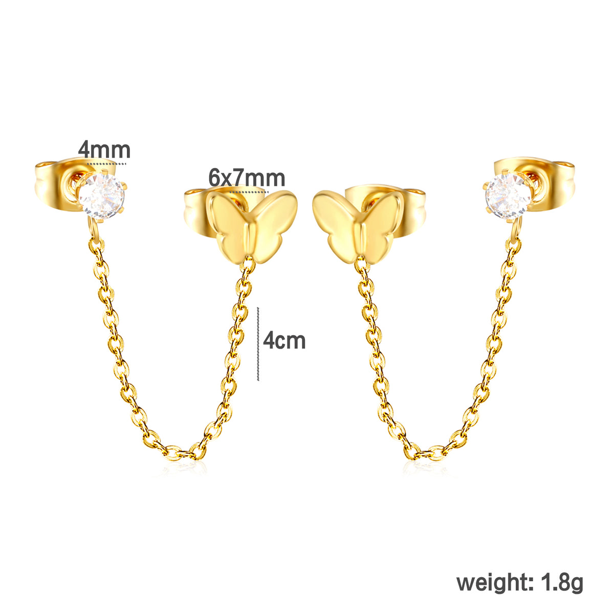 Flutter Clasp Double Piercing Earrings