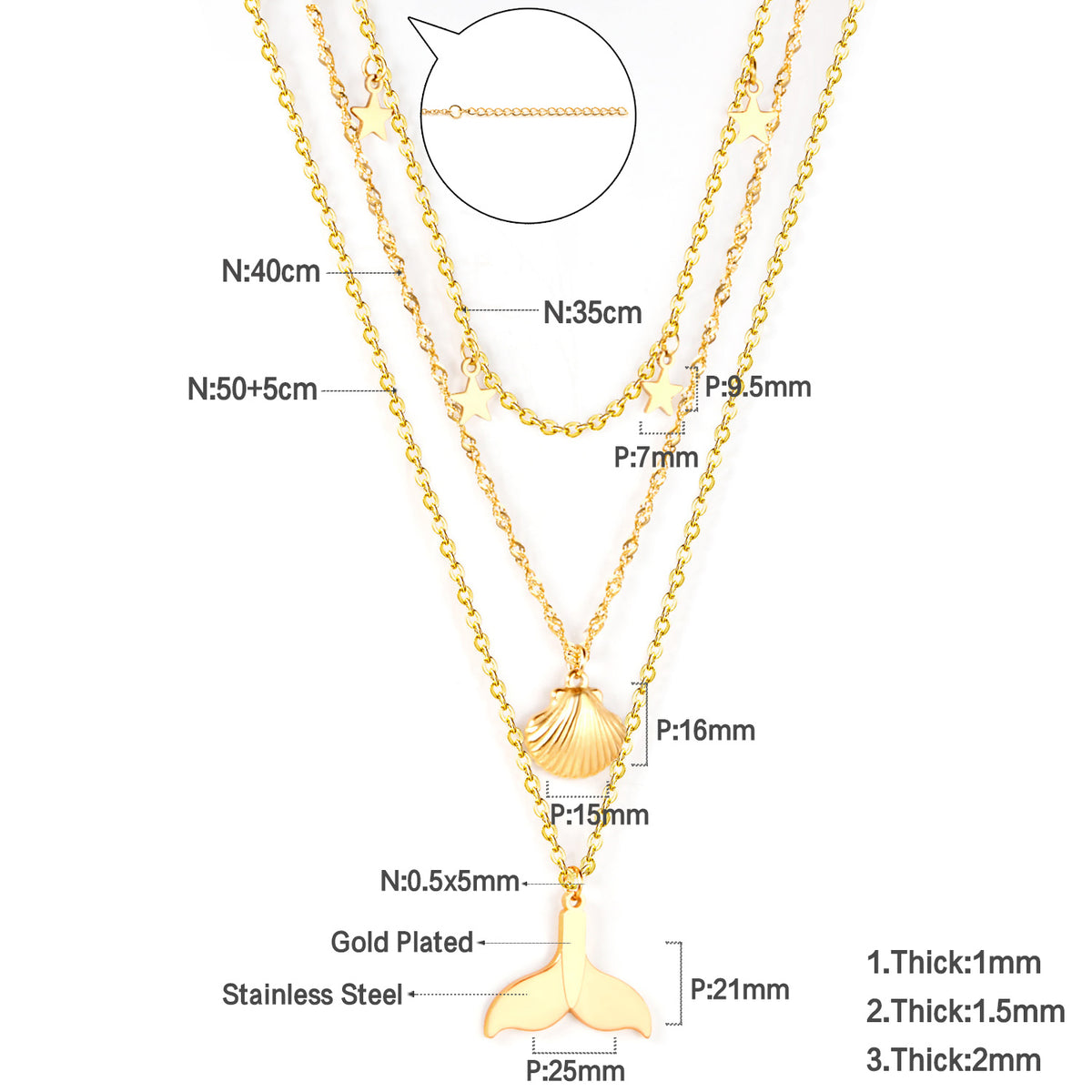 Ocean Treasures Tri-Layer Necklace