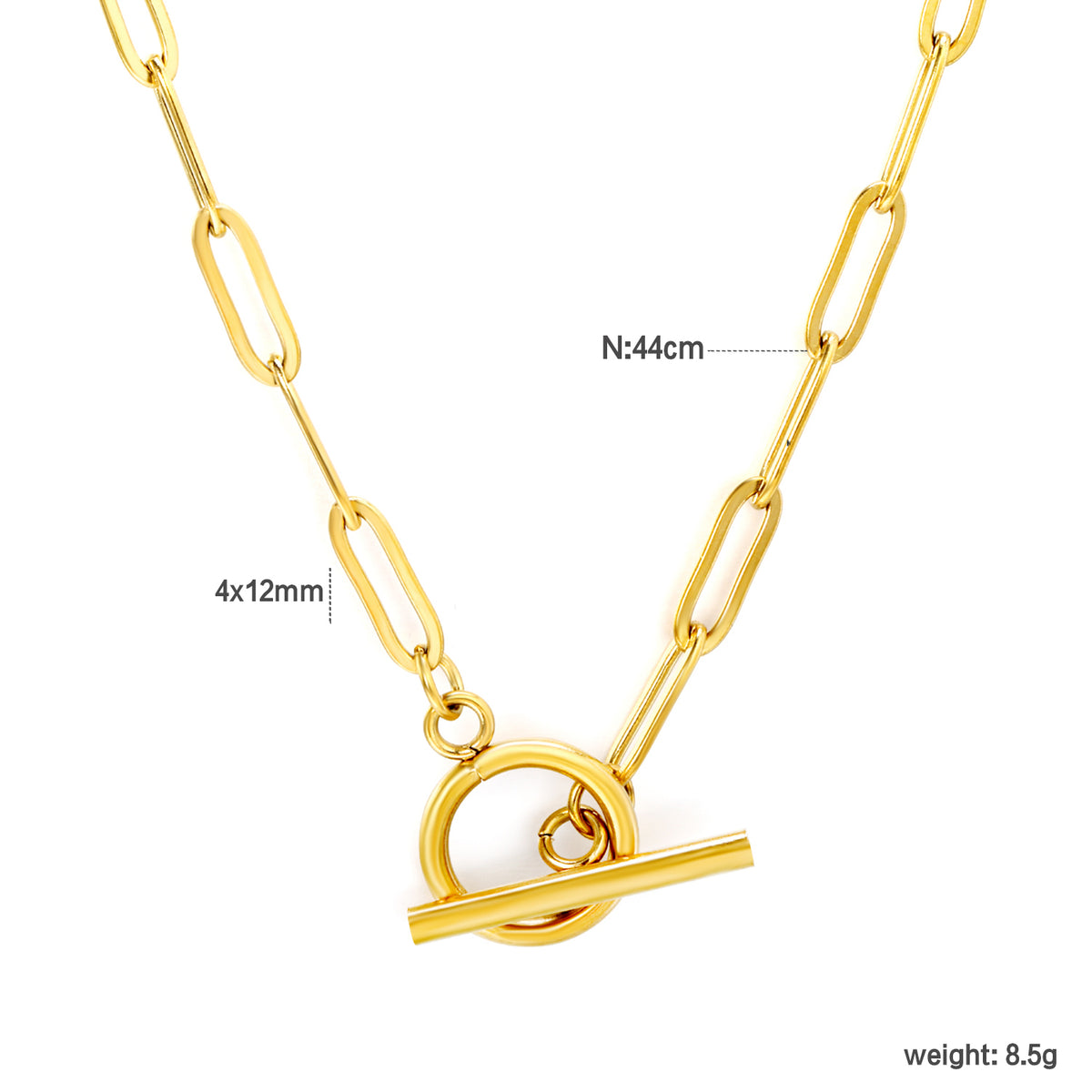 Paperclip Halo T-Bar Necklace