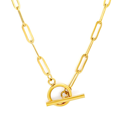 Paperclip Halo T-Bar Necklace