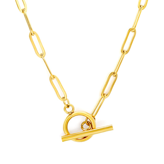Paperclip Halo T-Bar Necklace