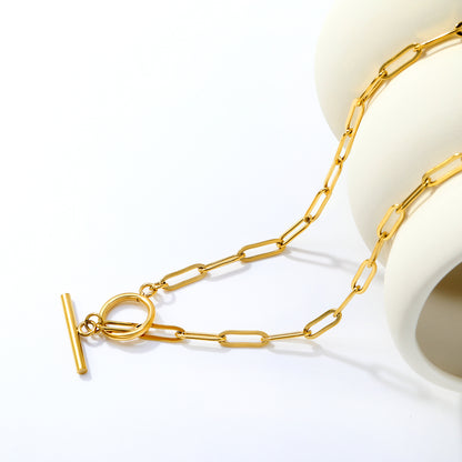 Paperclip Halo T-Bar Necklace