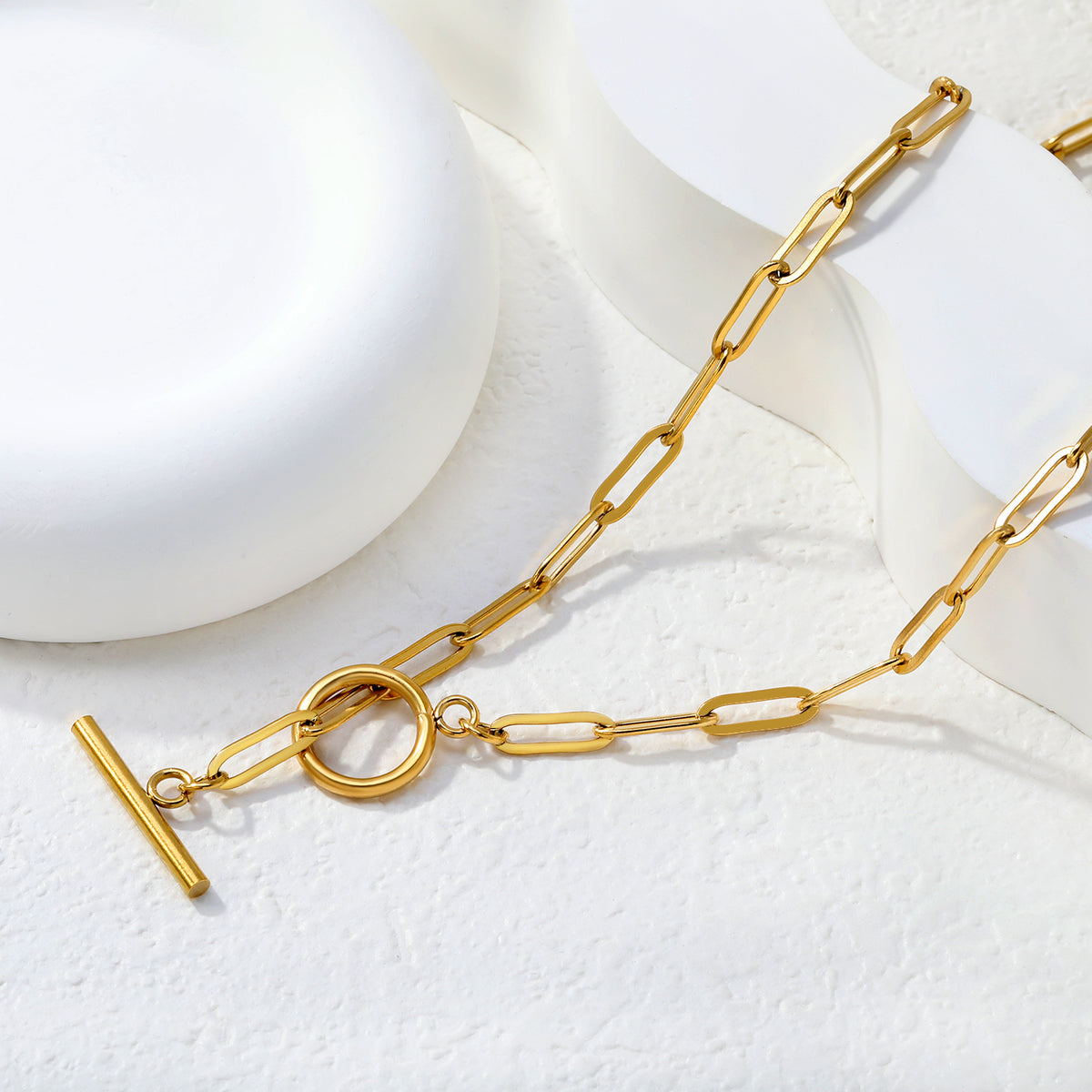 Paperclip Halo T-Bar Necklace