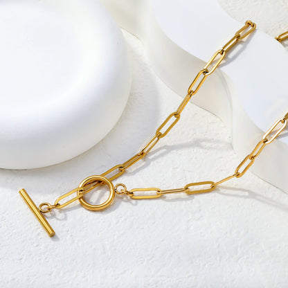 Paperclip Halo T-Bar Necklace