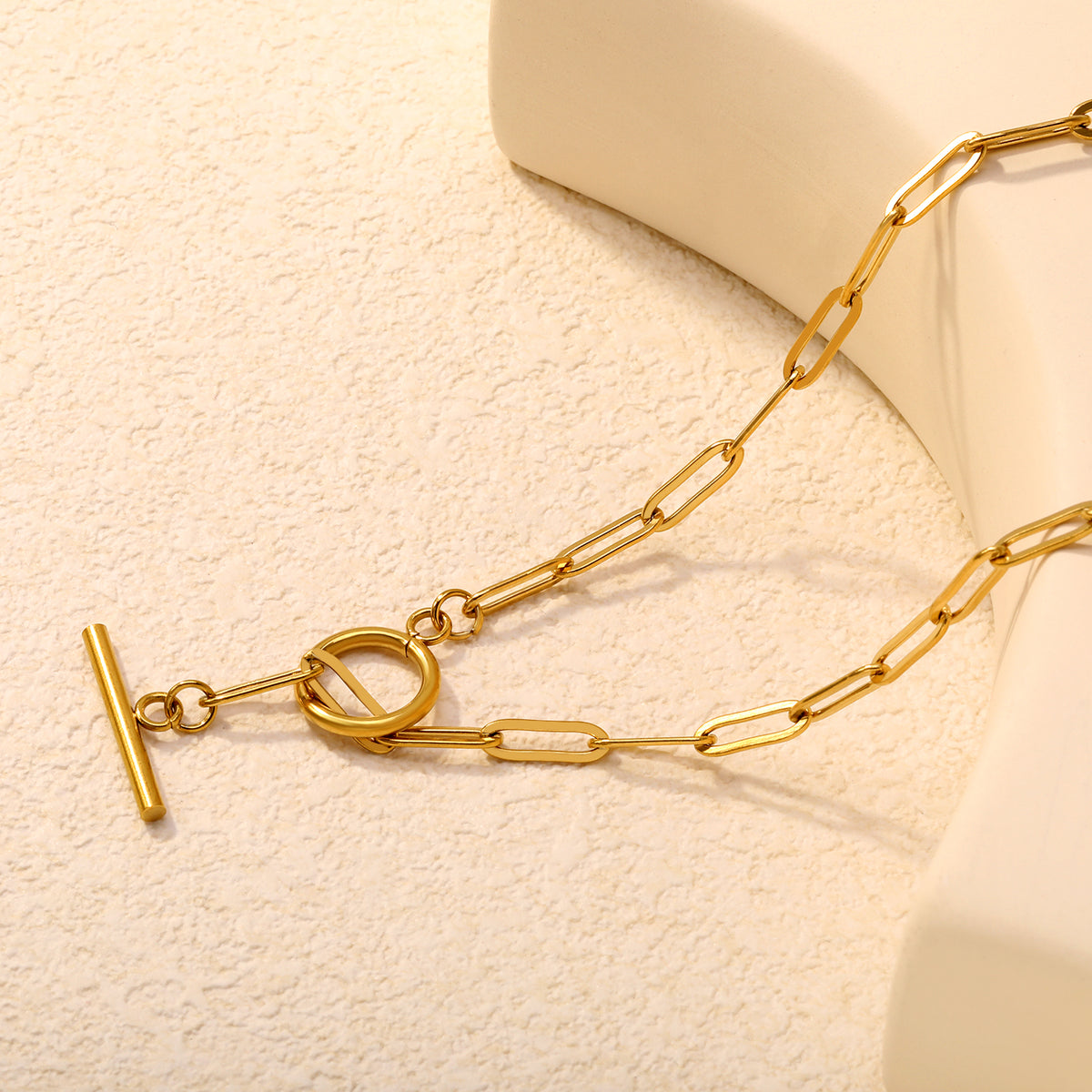 Paperclip Halo T-Bar Necklace