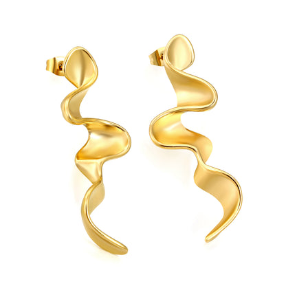 Golden Sculpted Drop Earrings
