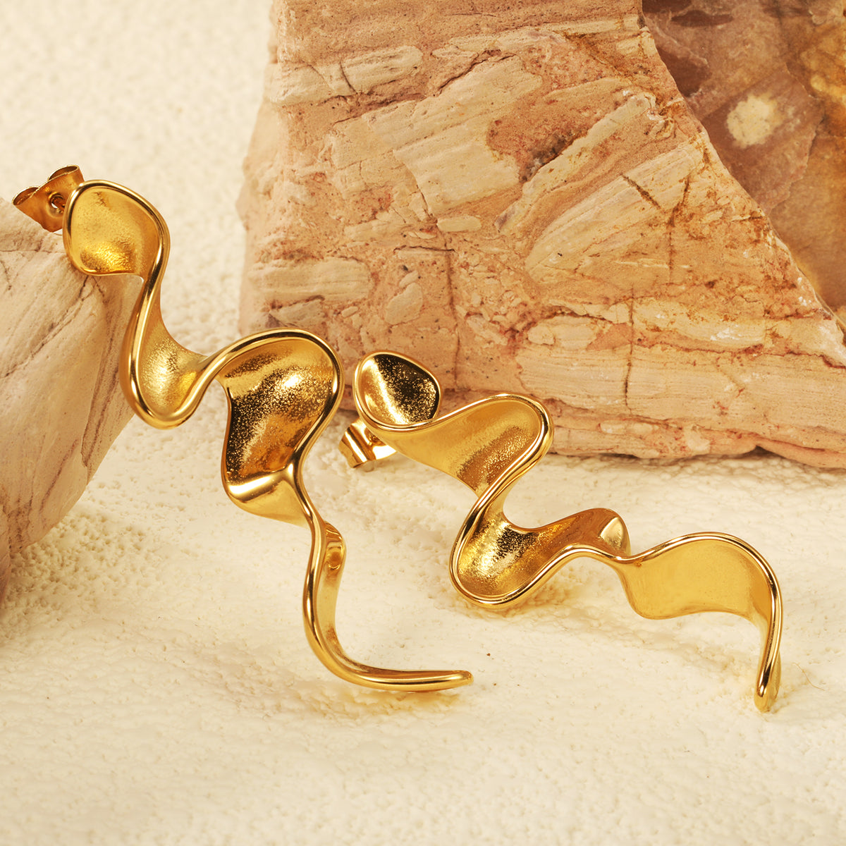 Golden Sculpted Drop Earrings