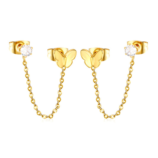 Flutter Clasp Double Piercing Earrings