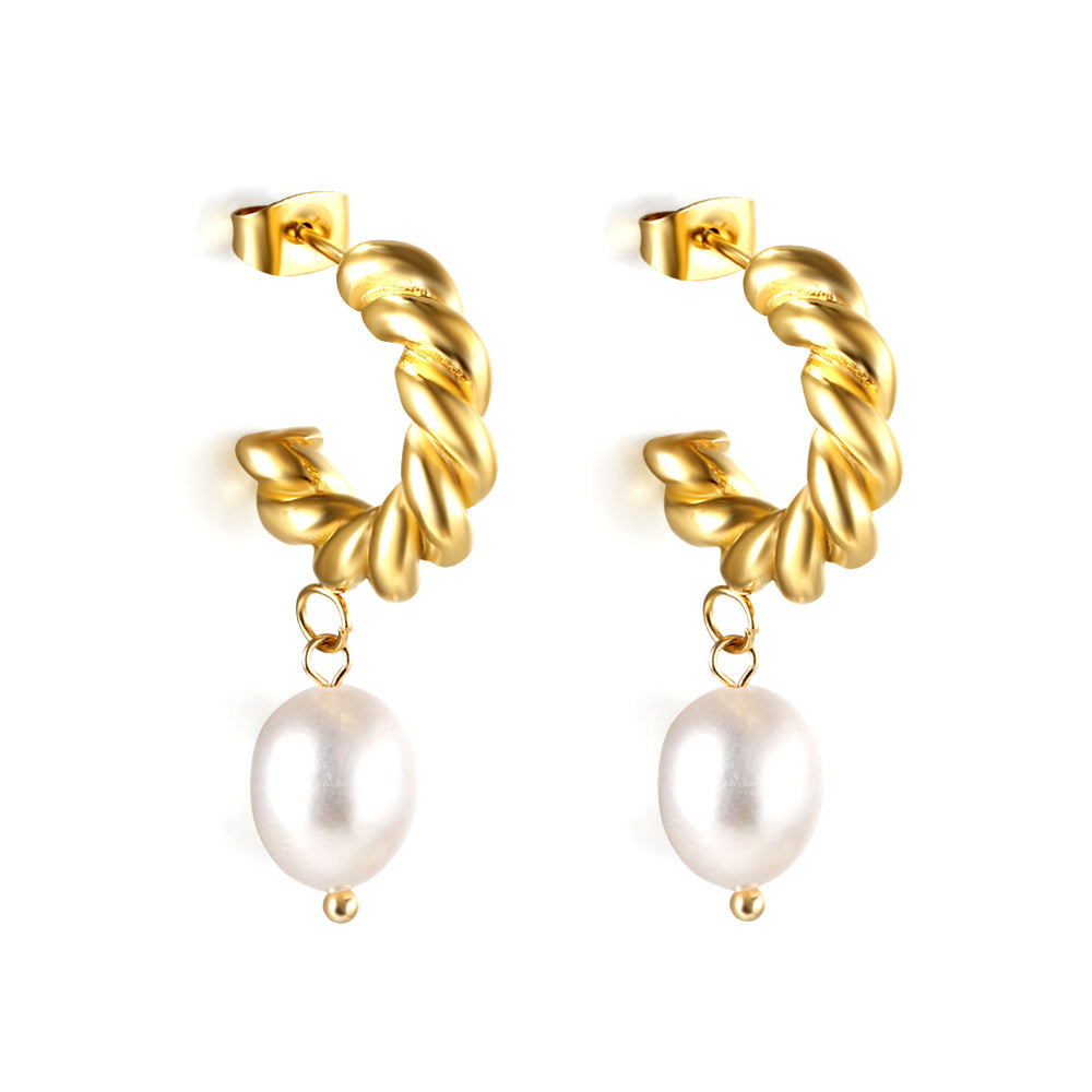 Golden Grace Pearl Hoops