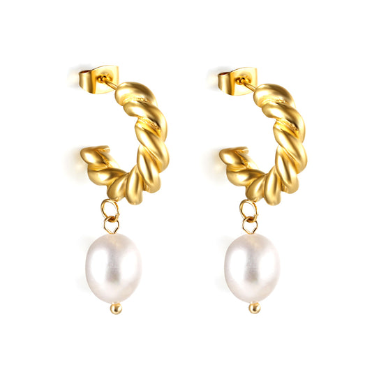 Golden Grace Pearl Hoops