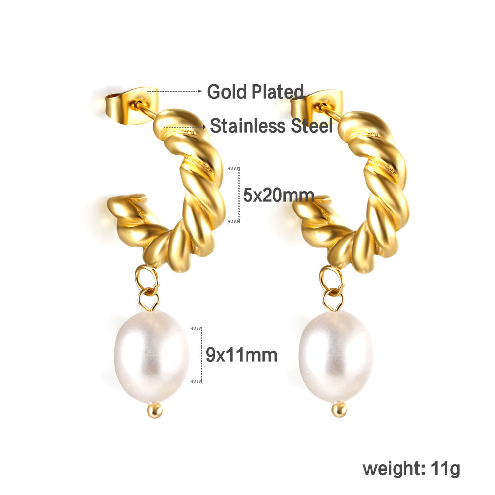 Golden Grace Pearl Hoops