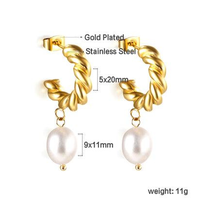 Golden Grace Pearl Hoops