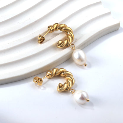 Golden Grace Pearl Hoops