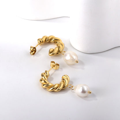 Golden Grace Pearl Hoops