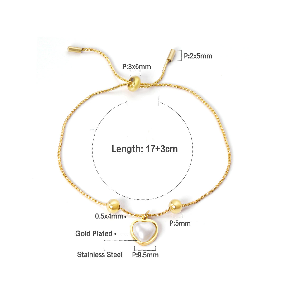 Dainty Pearl Heart Bracelet
