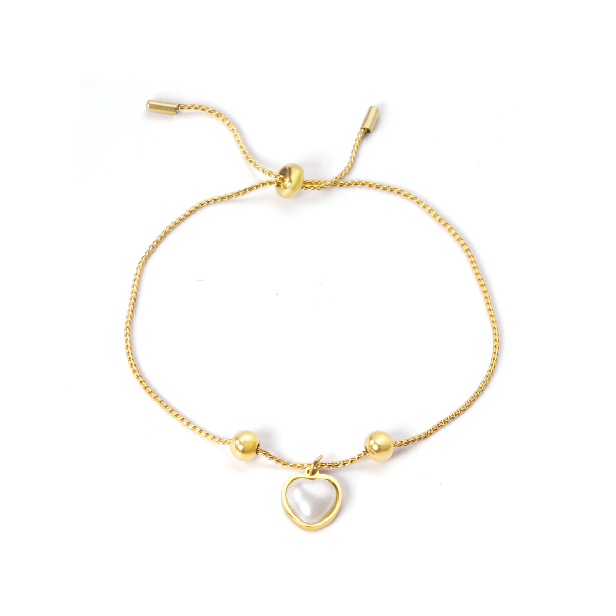 Dainty Pearl Heart Bracelet