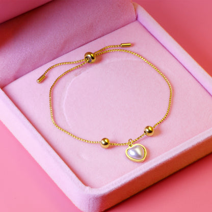 Dainty Pearl Heart Bracelet