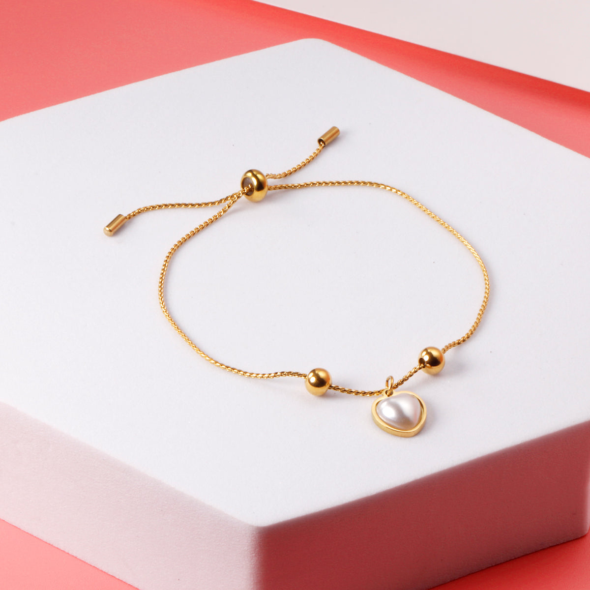 Dainty Pearl Heart Bracelet