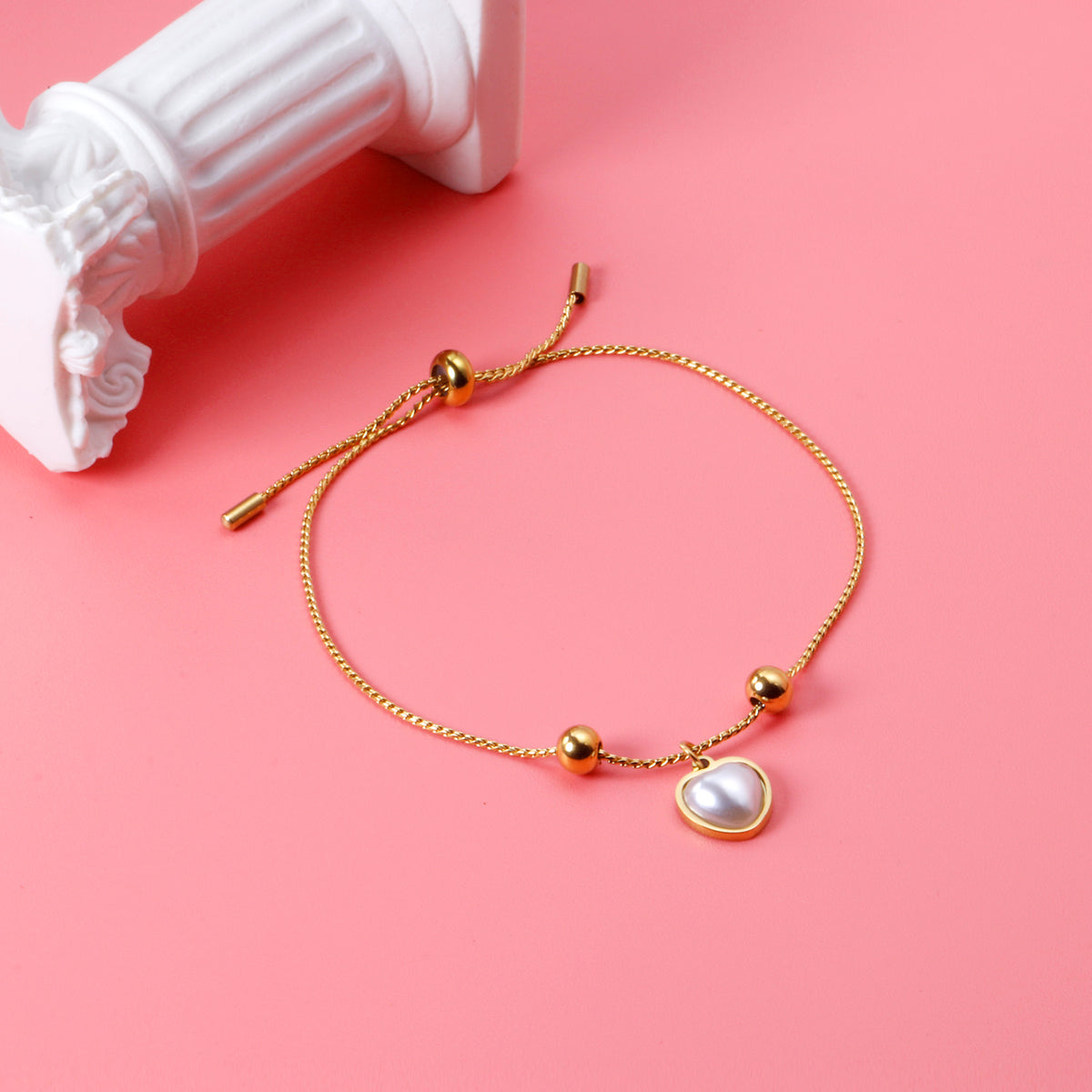 Dainty Pearl Heart Bracelet