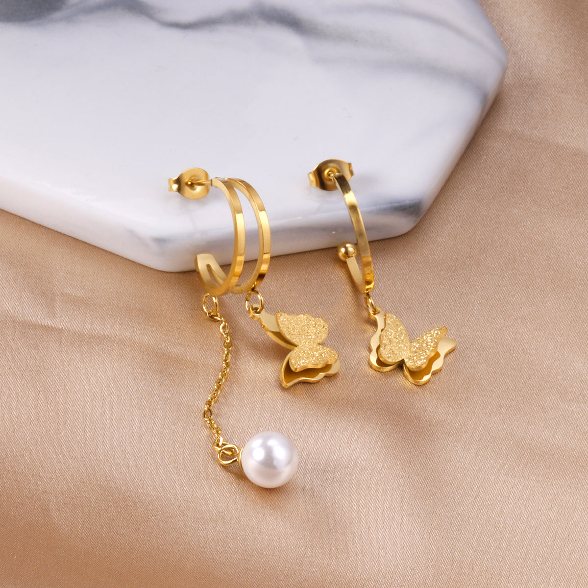 Pearlwing Asymmetry Earrings
